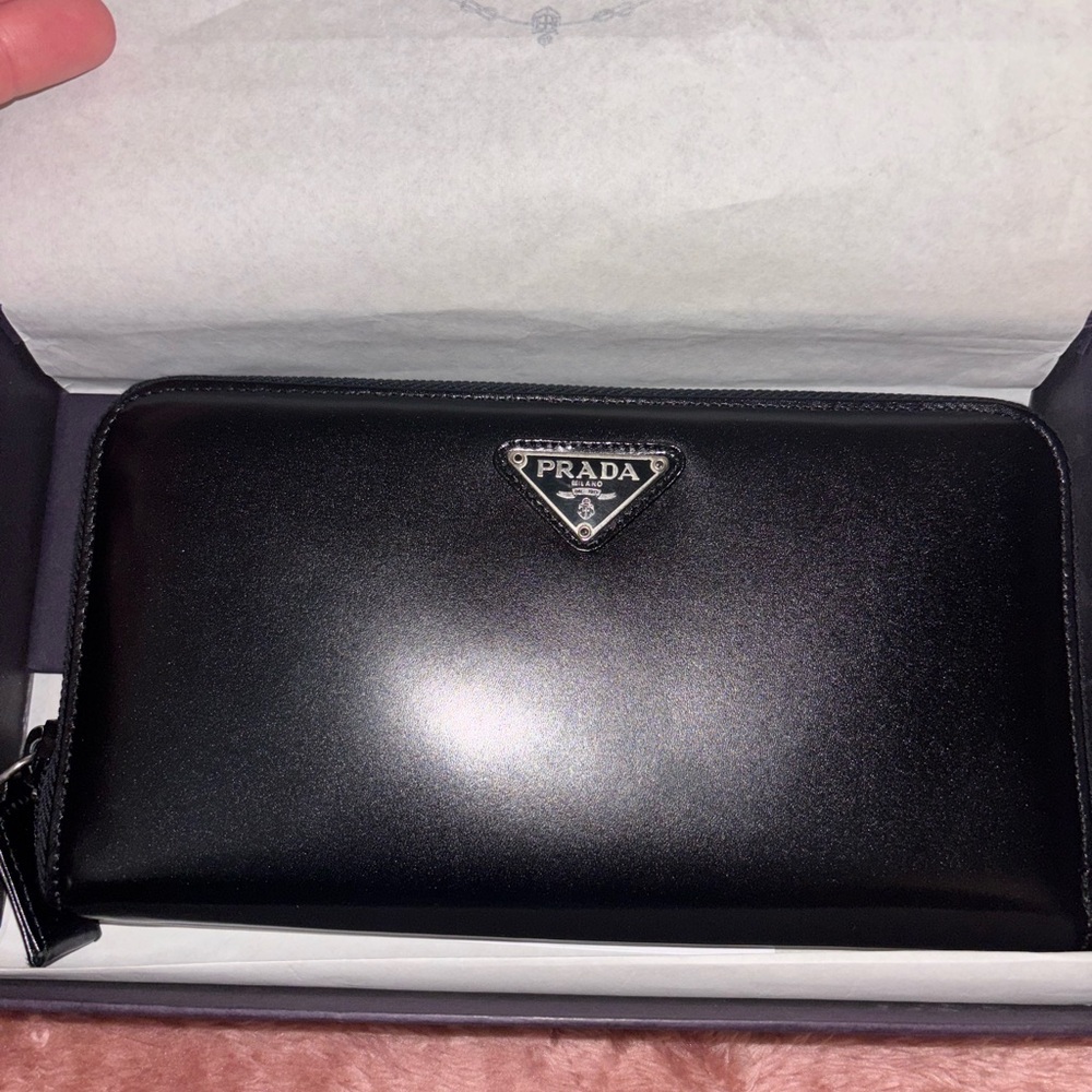 Prada Black Zip-Around Wallet New In Box